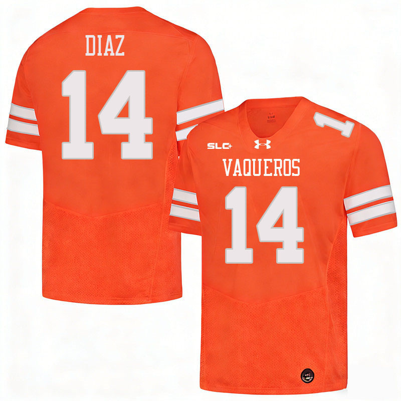 UT Rio Grande Valley Vaqueros #14 Tony Diaz College Football Jerseys,Uniforms-Orange